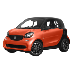 Smart ForTwo arancio, vista frontale.