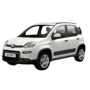Fiat Panda bianca, vista frontale.